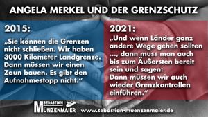 Angela und Grenzschutz: Einmal 2015 und einmal 2021